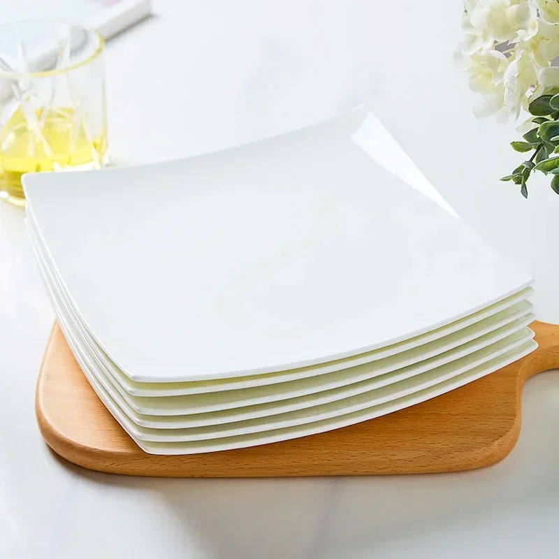Porcelain Tableware Dishes Plates Dinner Set Luxury Plates Table Home Camping Backgrounds Square Vajillas Kitchen Utensils
