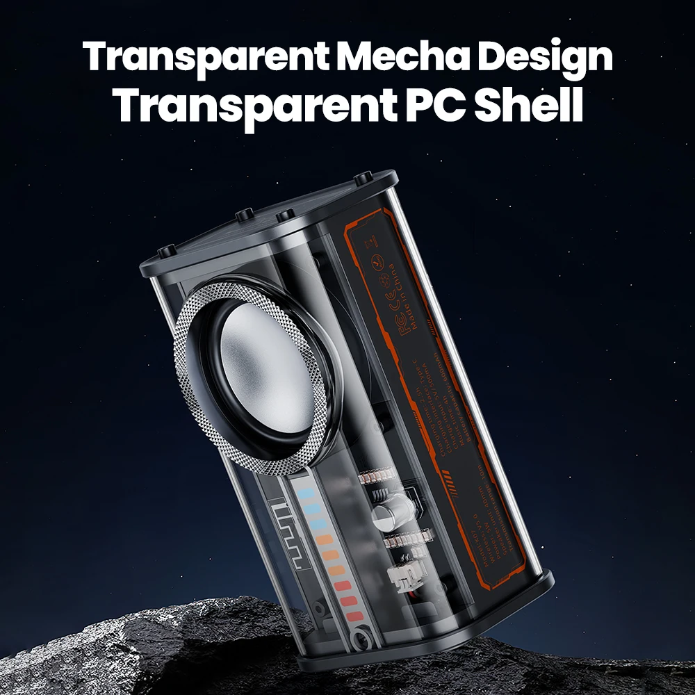 Toocki Portable Bluetooth Speaker 3D Stereo Surround Bluetooth 5.0 Wireless Speaker Dazzling Lighting Transparent Mecha Soundbar