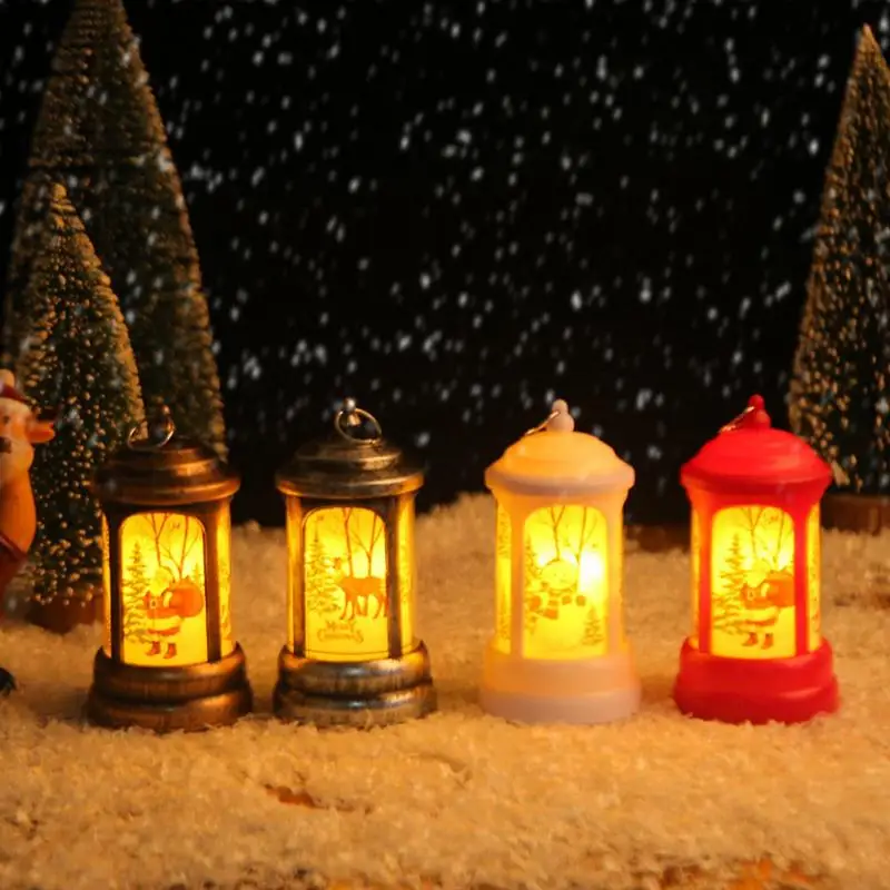 

Christmas Lantern Light Merry Santa Claus Xmas Tree Wind Pendant Electronic Led Candle Lights Navidad Christmas Home Decoration
