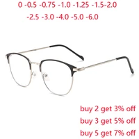 Metal Polygon Frame Resin Minus Lens Prescription Glasses With Cylinder Literary Women Men Nearsighted Glasses 0 -0.5 -1.0 To -4 1