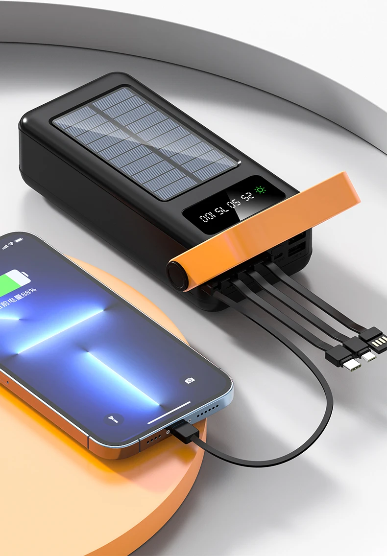 Solar Powerbank Mit Integrierten Kabeln Und Schnellladefunktion_voghion.com