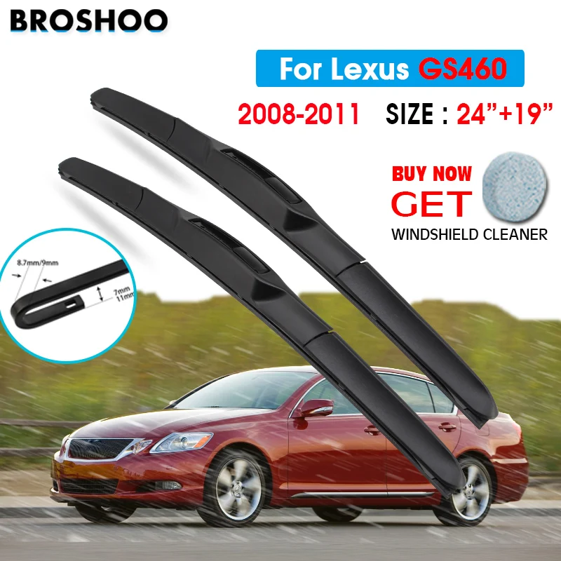 

Car Wiper Blade For Lexus GS460 24"+19" 2008-2011 Atuo Windscreen Windshield Wipers Blades Window Wash Fit U Hook Arms