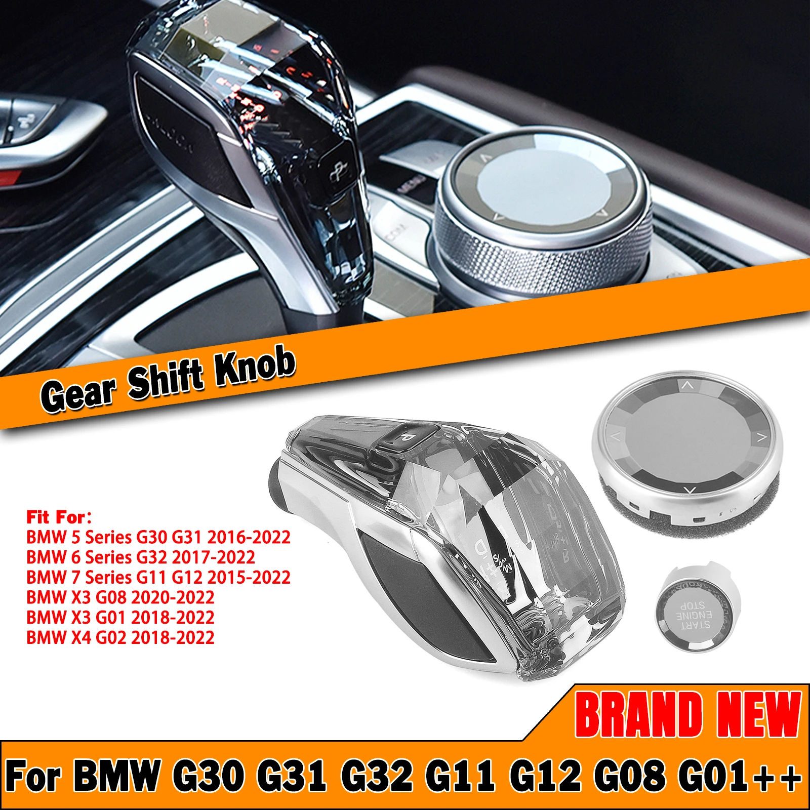 Luxury Crystal Gear Shift Knob Engine Button Cover For Bmw G30 G31 G32