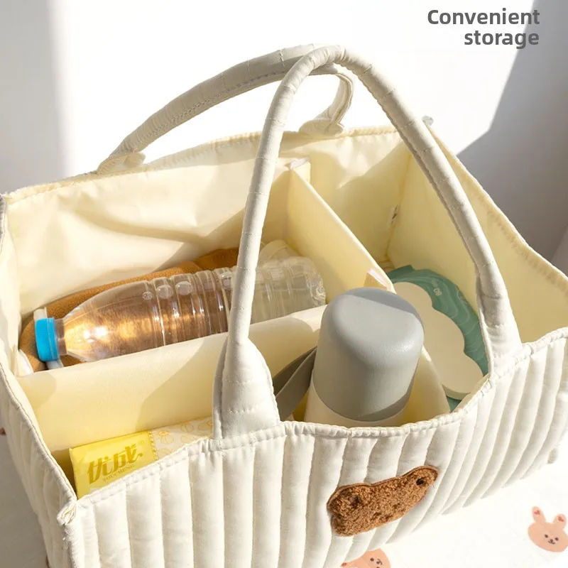 Cute Bear Travel Portable Mommy Bag Diaper Bag Feeding Bottle Storage Handbag Multifunctional Baby Products Organizer Basket
