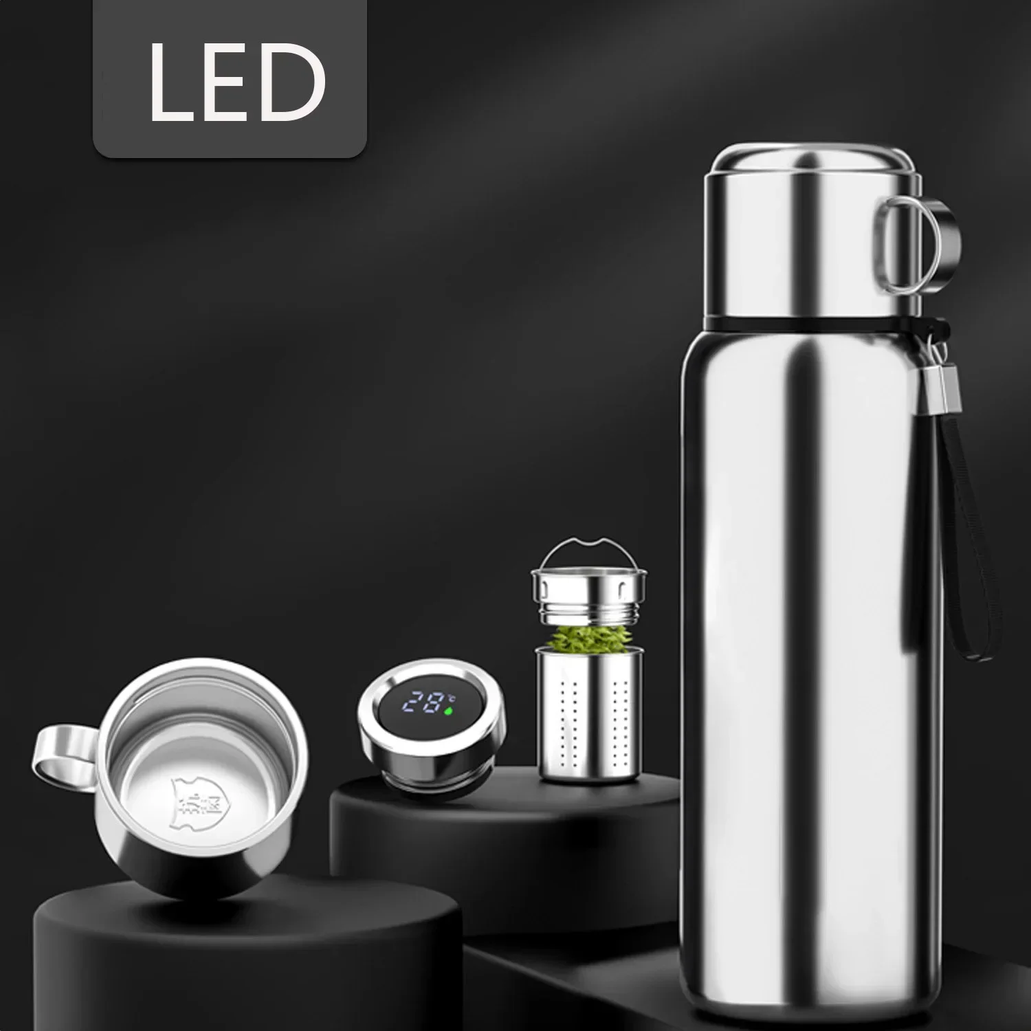 Stainless Steel Thermos Vacuum Hot Water Flask Large Capacity Smart Thermos Water Bottle Temperature Display Insulated Mug Cup