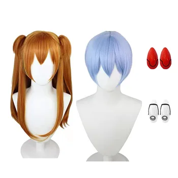 애니메이션 레이 아야나미 코스프레 짧은 연청 내열성 합성 가발, 아스카 랑글리 소류 하리핀 가발 상품 이미지