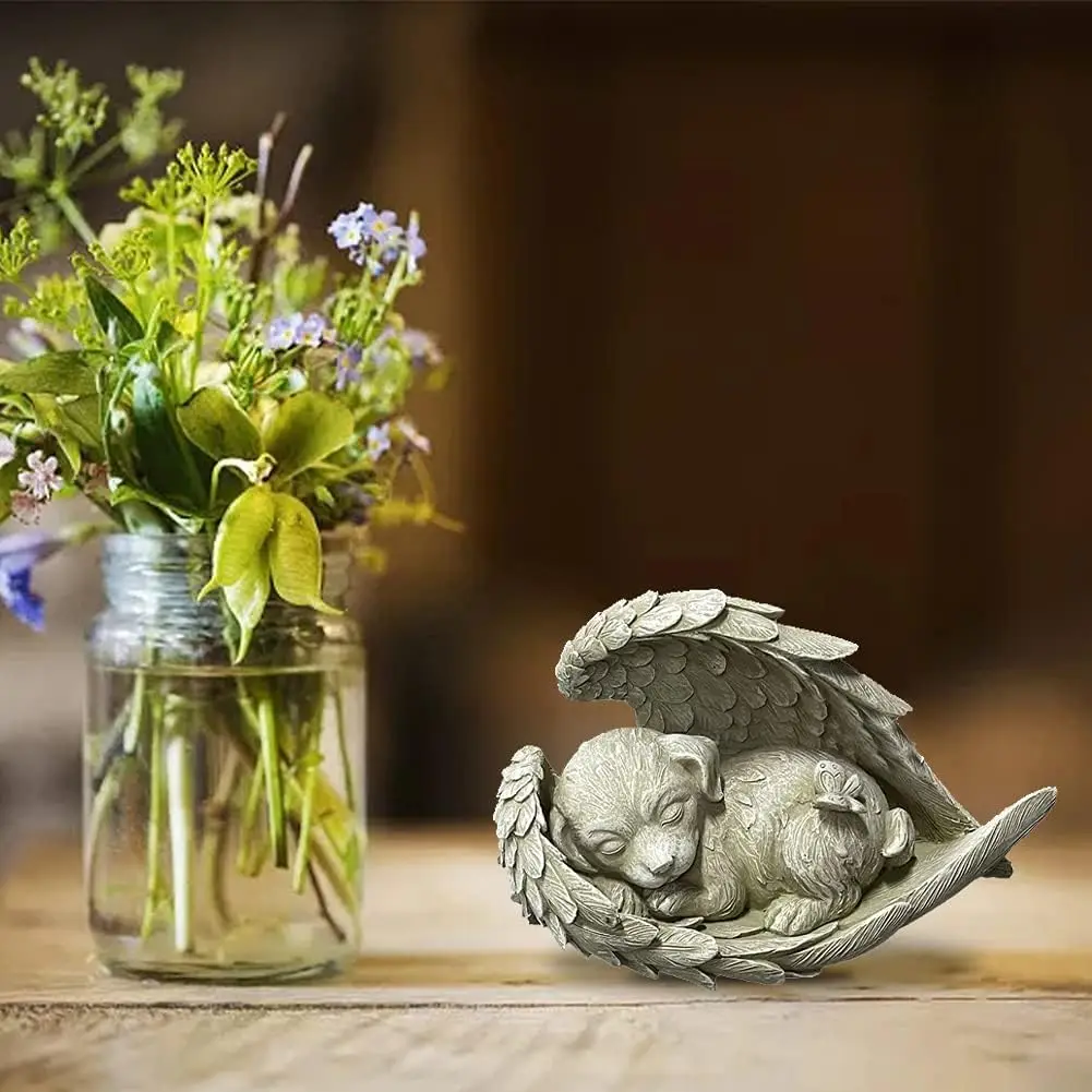 Cat Angel Memorial Statue Commemorates Our Lost,Cat Figurines is Placed in The Outdoor Garden or Tombstone,cat Statue Resin