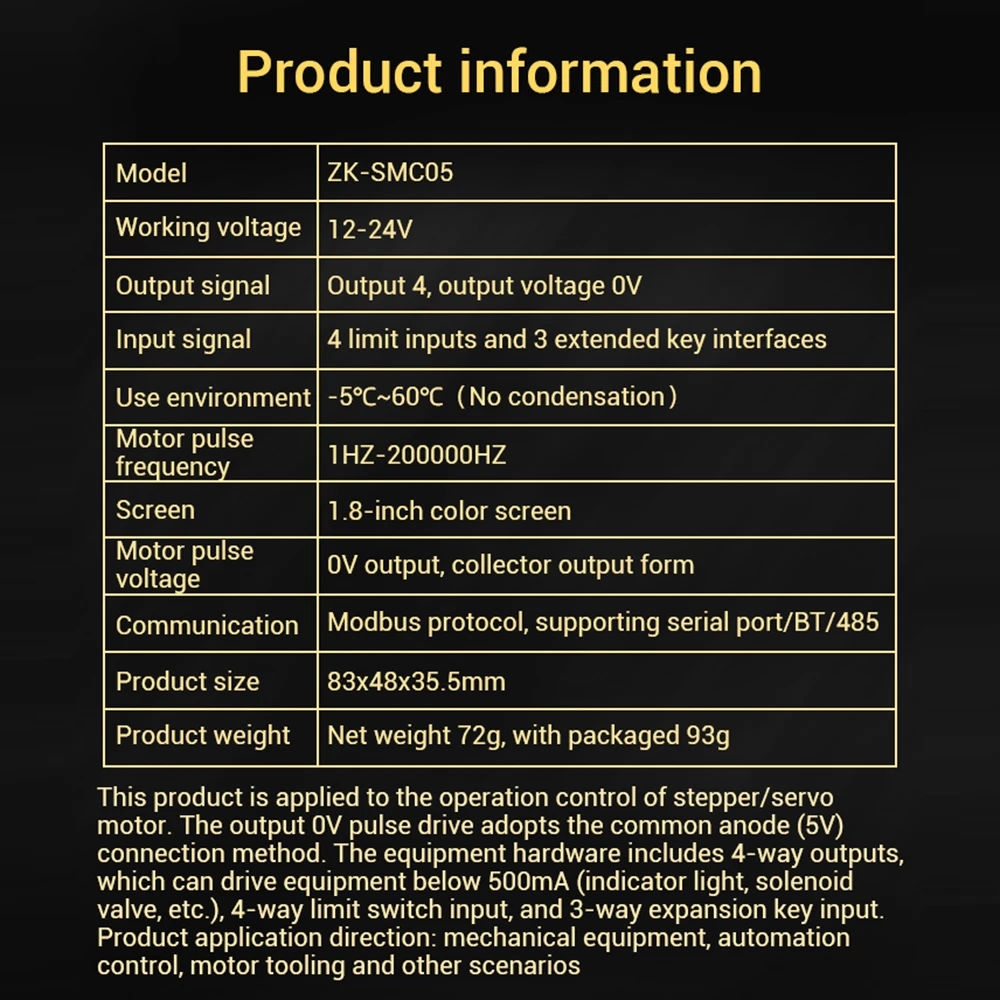 SMC05 Schrittmotor-Servoregler mit Vorwärts-/Rückwärts-Geschwindigkeitsregelung und Host-Computer-App-Kommunikation – Detail 12