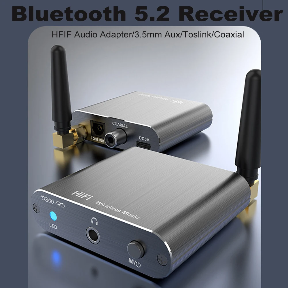 Tebe aptX-HD 블루투스 5.2 음악 수신기 HIFI 무선 오디오 어댑터, 3.5mm Aux Toslink, 동축 출력, 앰프 차량용