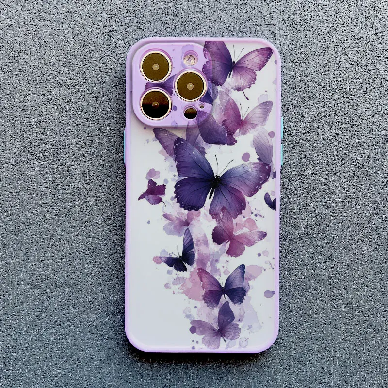 Elegant Purple Butterflies Shockproof Phone Case Cover
