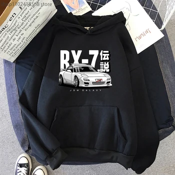 이니셜 D JDM 후디 빈티지 RX7 FD 드리프트 일본 자동차 프린트 스웨트 셔츠, 남성 스트리트웨어 풀오버 탑스 하라주쿠 트랙슈트