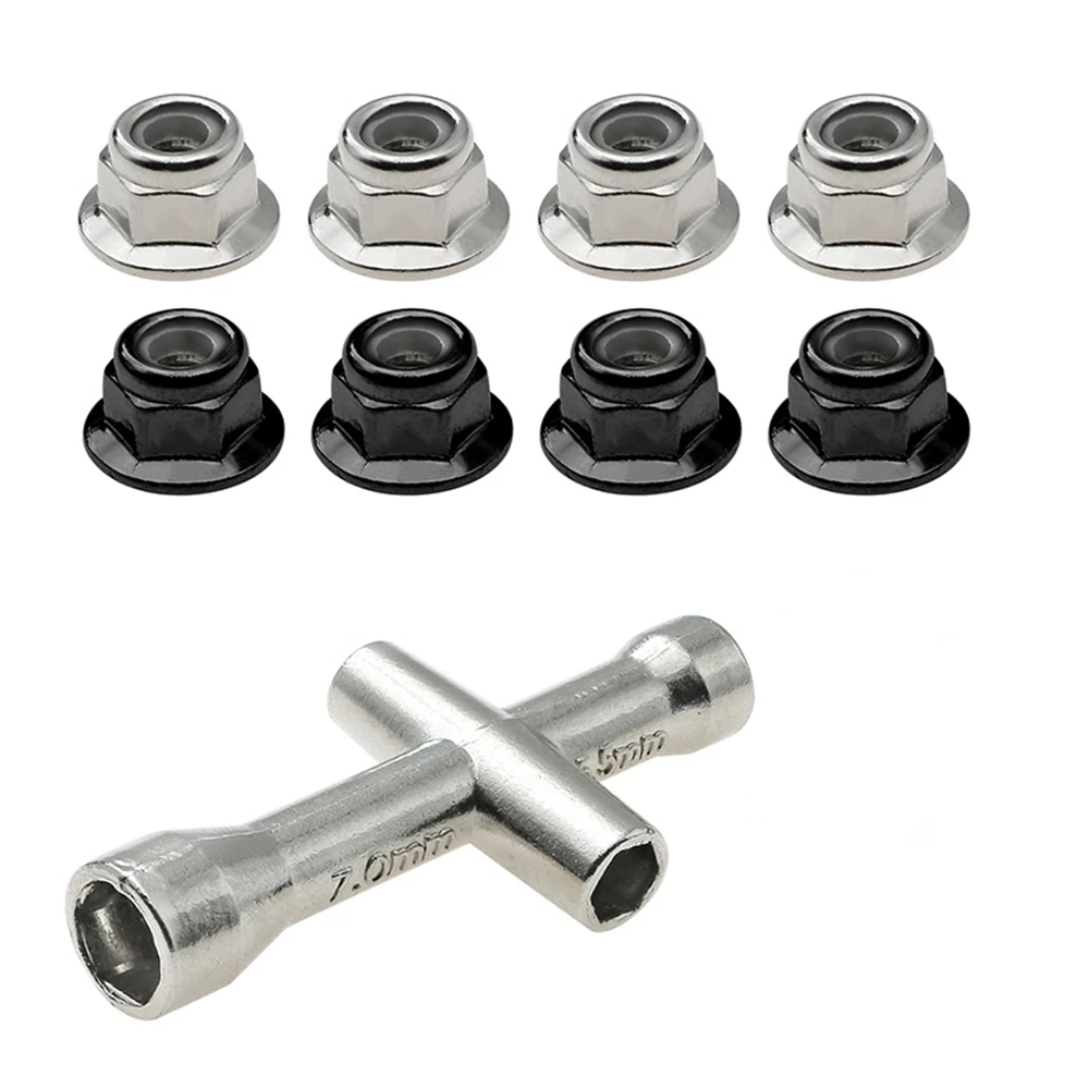 

8pcs1SET Metal M4 Flange Lock Nut 4mm Anti-skip Wheel Hex Nuts For RC Car TAMIYA 54652 TT02 XV01 HSP 94123 TRX4 SCX10 SAKURA HPI