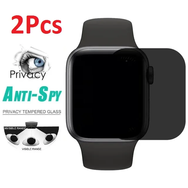 Apple Watch 용 2Pcs 화면 보호기 커버 45mm 44mm 41mm 케이스 개인 정보 보호 강화 유리 필름 IWatch 시리즈 9 8 4SE