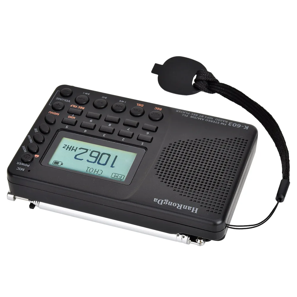 Портативное мини-радио HRD-603 AM/FM/SW/BT/TF карманное радио USB MP3 цифровой рекордер Bluetooth
