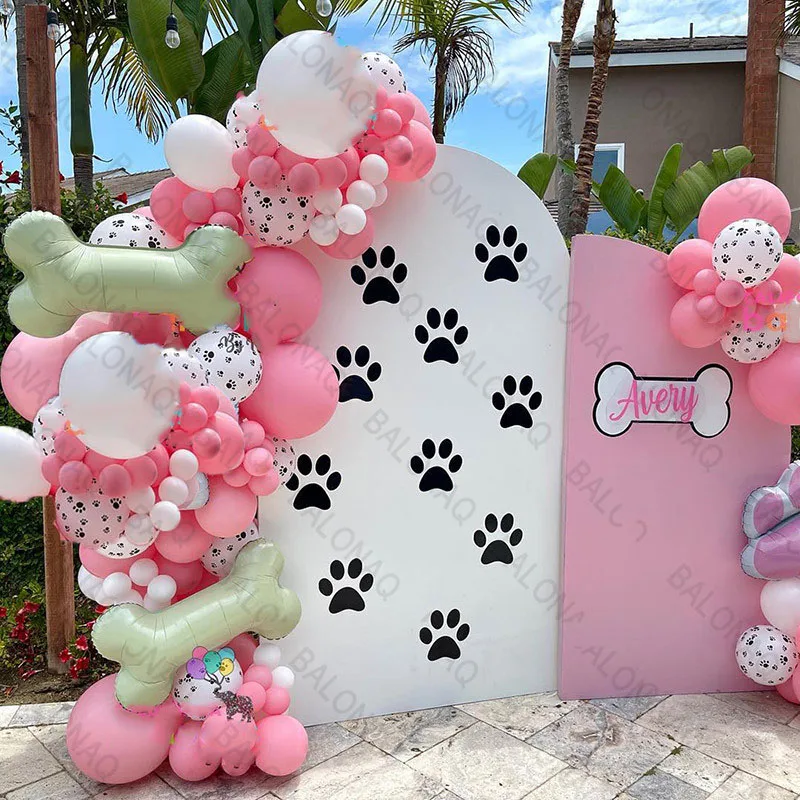 

1set Pets Dog Paw Latex Balloons Pink Dog Bone Theme Birthday Party Decor Kids Toy Garland Arch Kit Globos Air Inflatable Ball