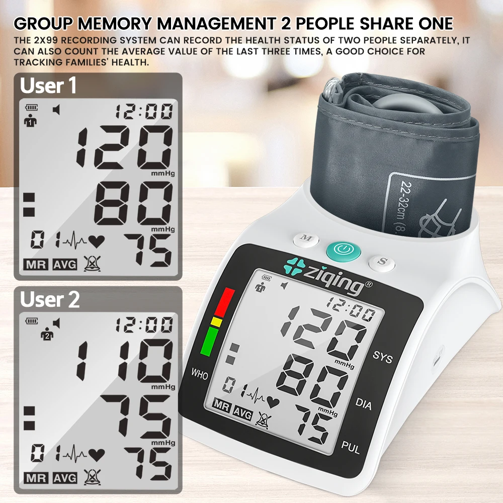 Household Arm Sphygmomanometer LCD Digital Sphygmomanometer Voice Blood Pressure Monitor Automatic Measurement Tonometer