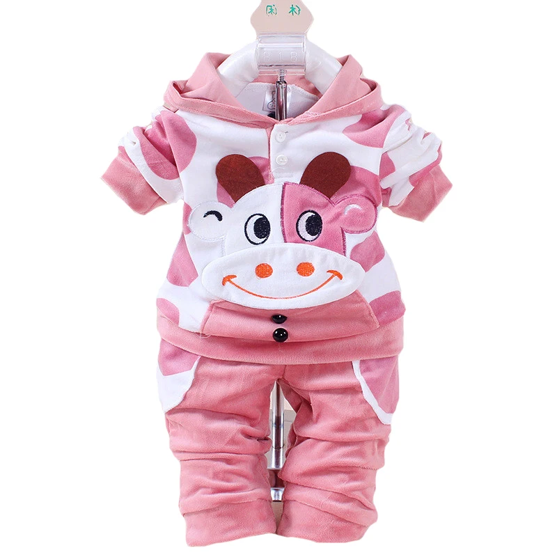Baby Boys And Girls Clothing Set Spring Cotton Cartoon Cows Rabbits Sets Toddler Kids Hoodies Pants 2Pcs Clothes | Детская одежда и