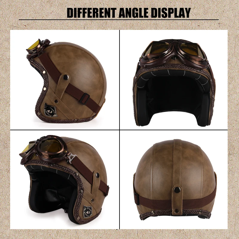 DOT Approved Vintage Motorcycle Helmet 3/4 Open Helmet Scooter Capacetes Motorcycle Equipment