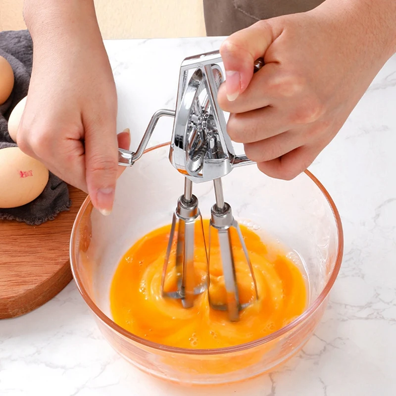 Manual Egg Beater Hand Crank Stainless Steel Whisk Ergonomic ABS Handle Compact Design for Easy Mixing, egg beater