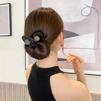 Magique torsadé cheveux Style bandeau femmes Net fil arc noir beignets bourgeon bandeau bandeau mode coréenne Simple cheveux accessoires 3