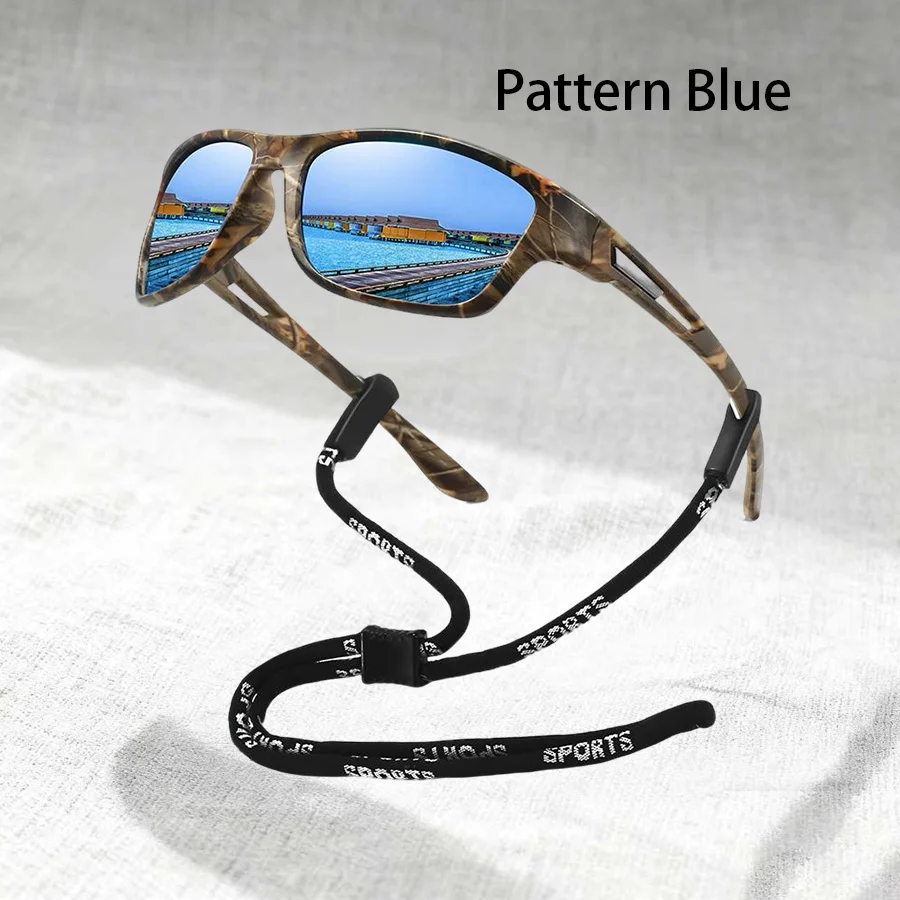 Modische Muster-Rahmen-Sonnenbrille mit Kette Sport-Sonnenbrille für Männer und Frauen Fahren Angeln Radfahren Bergsteigen Sport UV400 Sonnenbrille – Detail 8