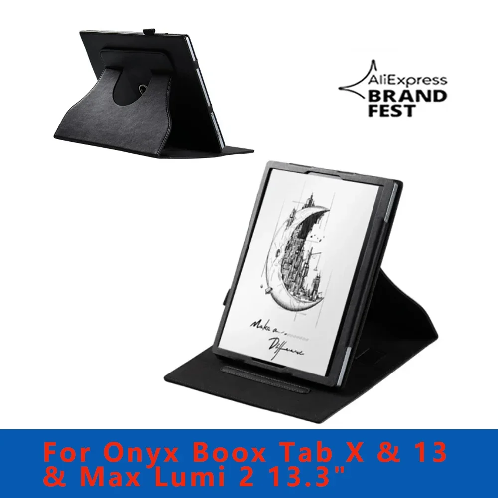 

Вращающаяся на 360 градусов флип-подставка чехол для Onyx Boox Tab X & 13 & Max Lumi 2 13,3 дюйма электронная книга Магнитный деловой чехол с ремешком на руку