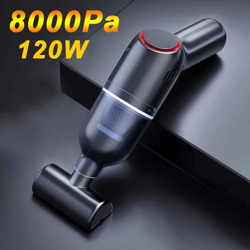 Aspirapolvere per auto wireless EAFC, mini aspirapolvere portatile, 8000Pa, 120W, ad alta aspirazione, ricaricabile, per la pulizia di auto domestiche, bagnato e asciutto