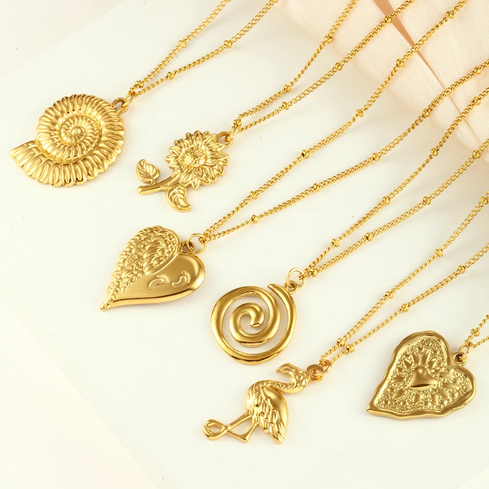 Europäische und amerikanische Damen-Halskette mit Anhänger aus Edelstahl, goldene Farbe, modisch, schlichter Stil, Damenschmuck, Geschenk im Großhandel