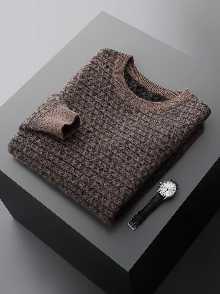 Zocept Winter High Quality Natural Cashmere Sweater for Men Casual Vintage Korean Knitted Jacquard Thick Warm Sweater Pullover 4
