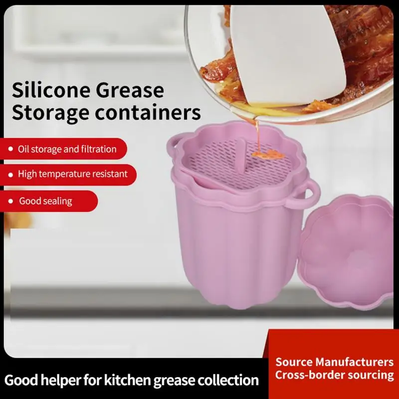 460ml Silicone Bacon Grease Container Pumpkin Shape Bacon Grease With Fine  Mesh Bacon Grease Container With Strainer For Kitchen - AliExpress