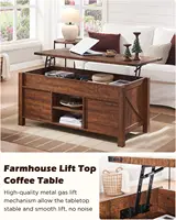 48" Farmhouse Lift Top Coffee Table with Sliding Barn Door,Rustic Center Table with Hidden Storage Compartment 2