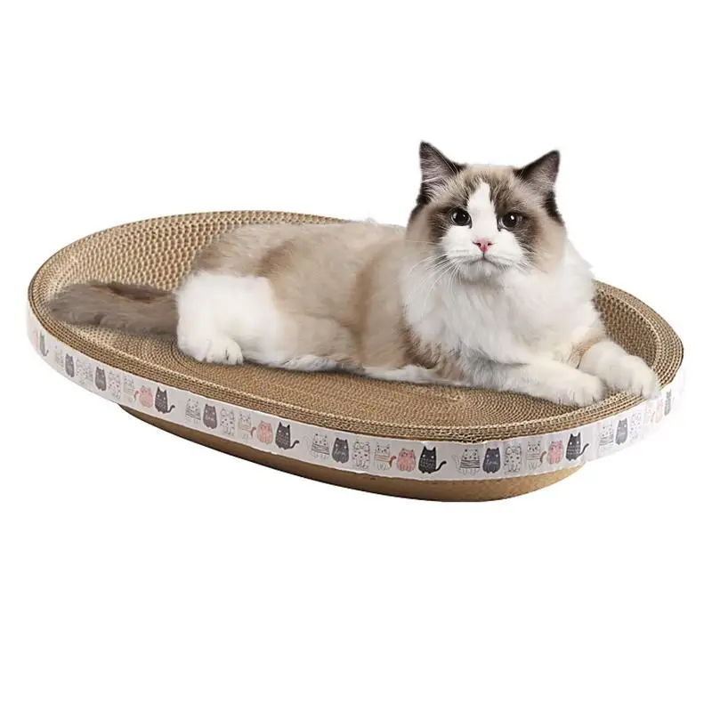 

Cat Scratch Pad Oval-shaped Durable High-Density Cat Scratcher Cardboard Posts Indoor Cat Furniture Scratch Post For Indoor Cats