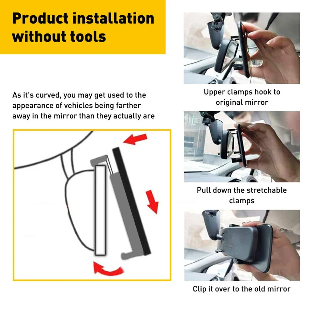Universal Car Mirror Anti Glare Wide-angle Panoramic Rearview Mirror Auto Reverse Back Parking Reference Rear Mirror Car-styling 5