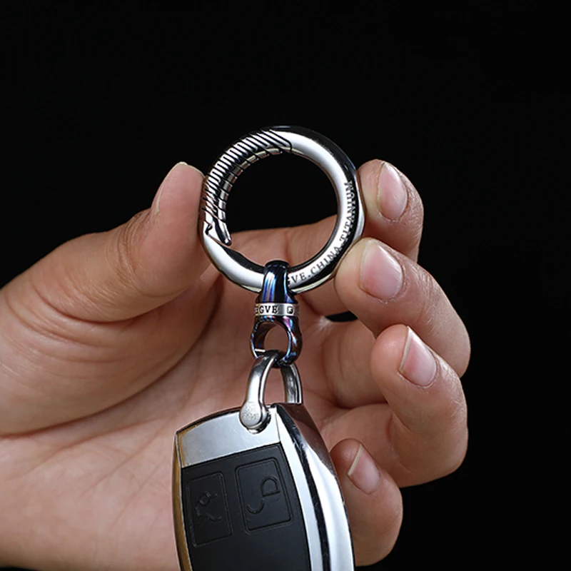 Real Titanium Key Chain Stainless Steel Spin 360 Degree Rotation Key Ring  High Quality Car Keychain Horseshoe Buckle Connection
