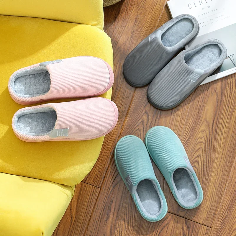Thick Sole Home Indoor Outside Men And Women Couples Winter Household Warm Fluffy Slippers High Heels Plush Cotton Shoes Ladies 3