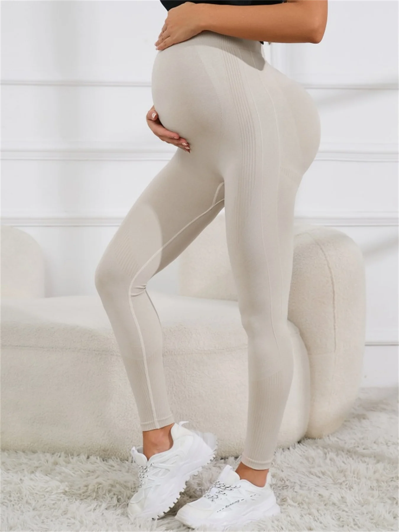 Womens Dreamlux Maternity Leggings Over The Belly Soft Workout Activewear Yoga Pregnancy Pants 2