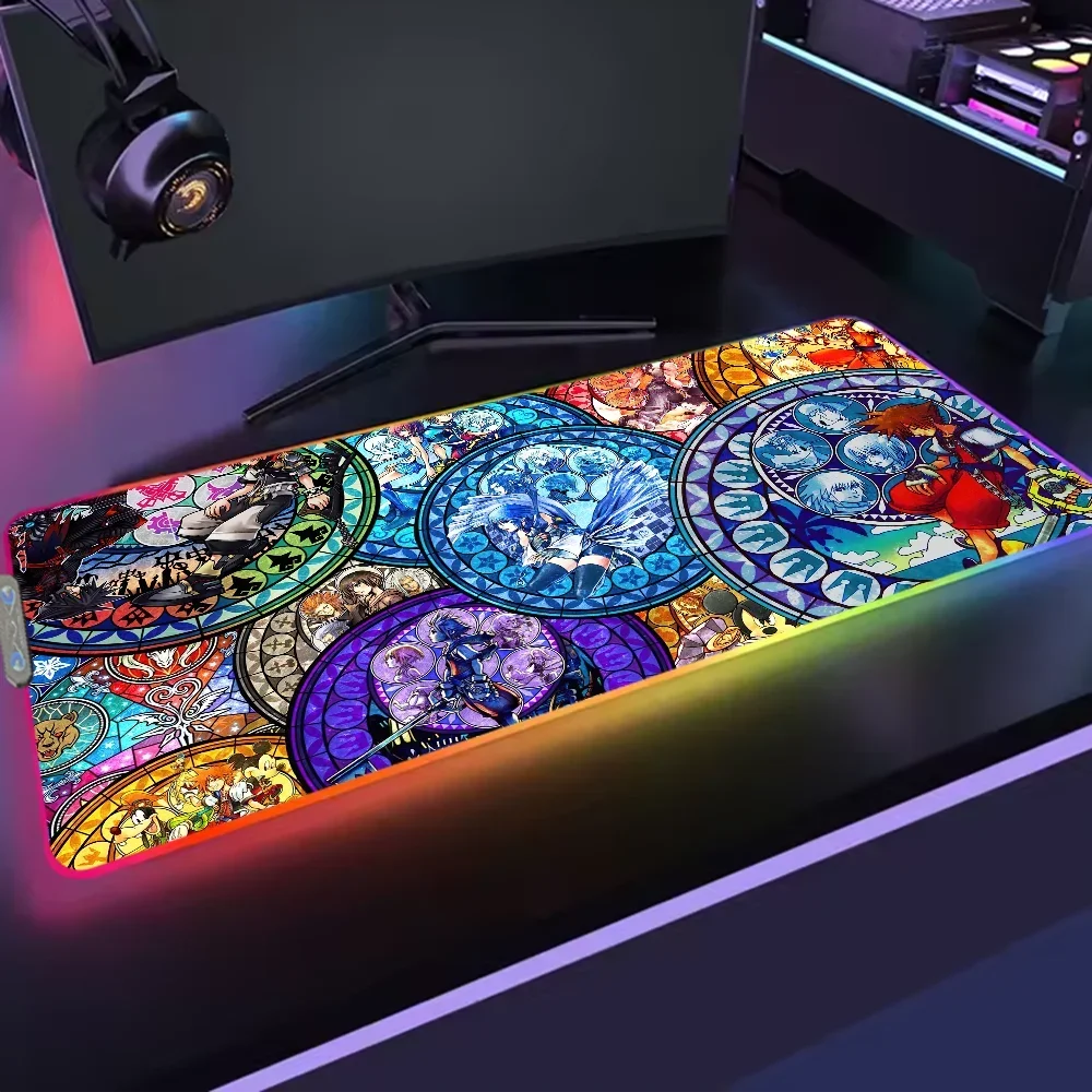 Disney K-Kingdom Hearts For Rgb Mouse Pad Xxl Steelseries Laptop Mat Gaming Mousepad Backlit Keyboard 5
