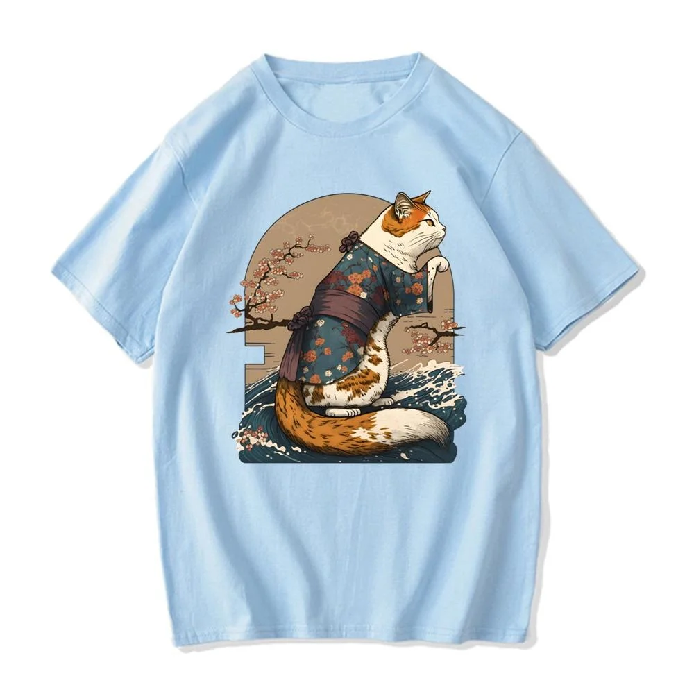 

Ukiyoe Japanese Culture Cat Pure Cotton EU size t shirt streetwear designer men t-shirts y2k 2000s male clothing