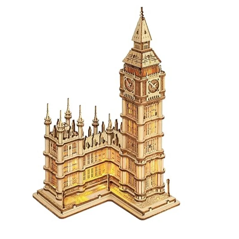 Robotime Big Ben 3D 퍼즐 나무 모델 키트, 건축 공예 키트, 성인용 최고의 생일 선물