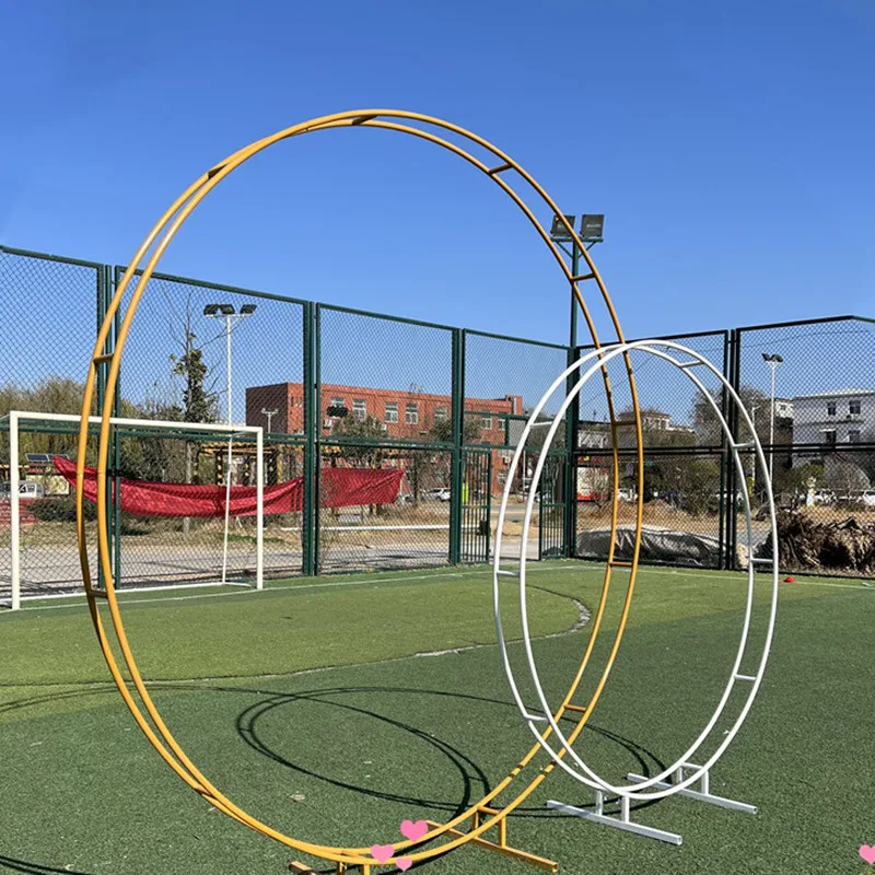 

Double Circle Metal Wedding Arch Backdrop Garden Flower Balloon Round Frame 1.8/2.0/2.4M Background Stand for Birthday Party