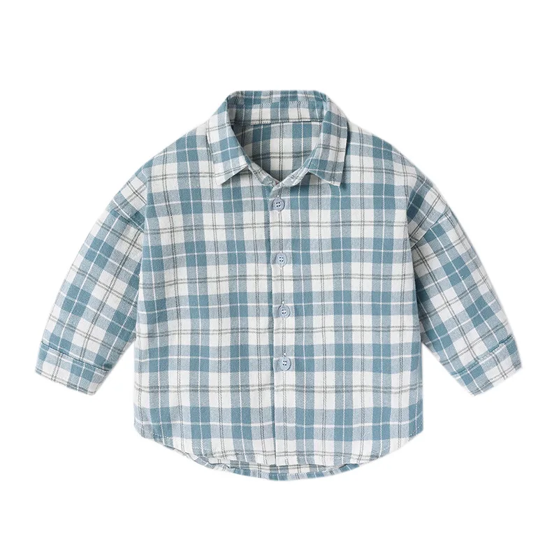 Spring Autumn Infant Baby Boys T-shirts Cotton Plaid Long Sleeve Toddler Boys Tees Turn Down Collar Newborn Outerwear Coats