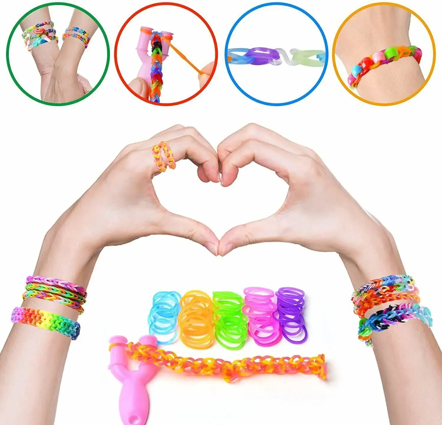 15000/4500Pcs Kit Box+ Rubber Loom Bands Children Mult-color Make