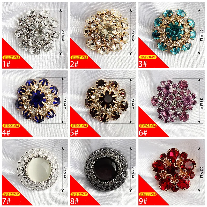 New Arrival Crystal Rhinestone Buttons Sew On Flower Center Or For Baby  Hair Accessories 20MM 20pcs/lot Silver Color Shank Back - AliExpress
