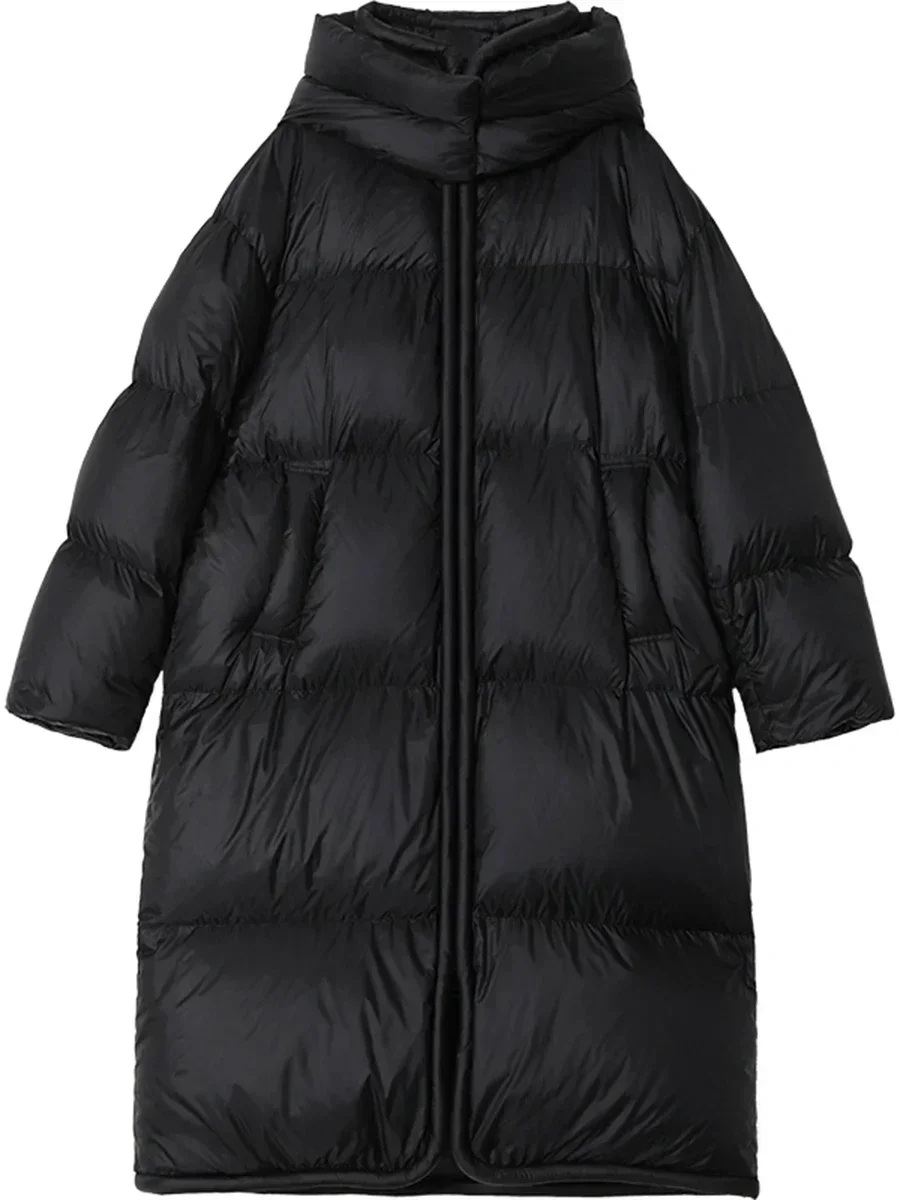 Women's Down Jacket CHIC VEN Long Down Coats Hooked Loose Solid Thick Soft Warm Female Overcoat Autumn Winter