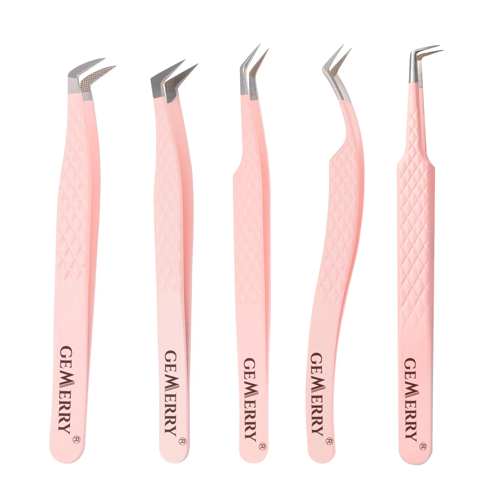 GEMERRY 1 PC Eyelash Tweezers With Fiber Tips Pink Professional Steel High Precision for Volume Fans Lashes Extensions Makeup 5