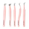 GEMERRY 1 PC Eyelash Tweezers With Fiber Tips Pink Professional Steel High Precision for Volume Fans Lashes Extensions Makeup 5