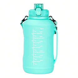 Collapsible 64oz Large Capacity Silicone Water Bottle with Handle & Straw - 2.0L (Green)