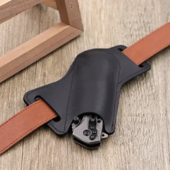 1pcs Leather Anti-scratch Storage Sheath Folding Flick Knife Waist Belt Clip Holder Pocket Knives Pack Tools for Camping 1