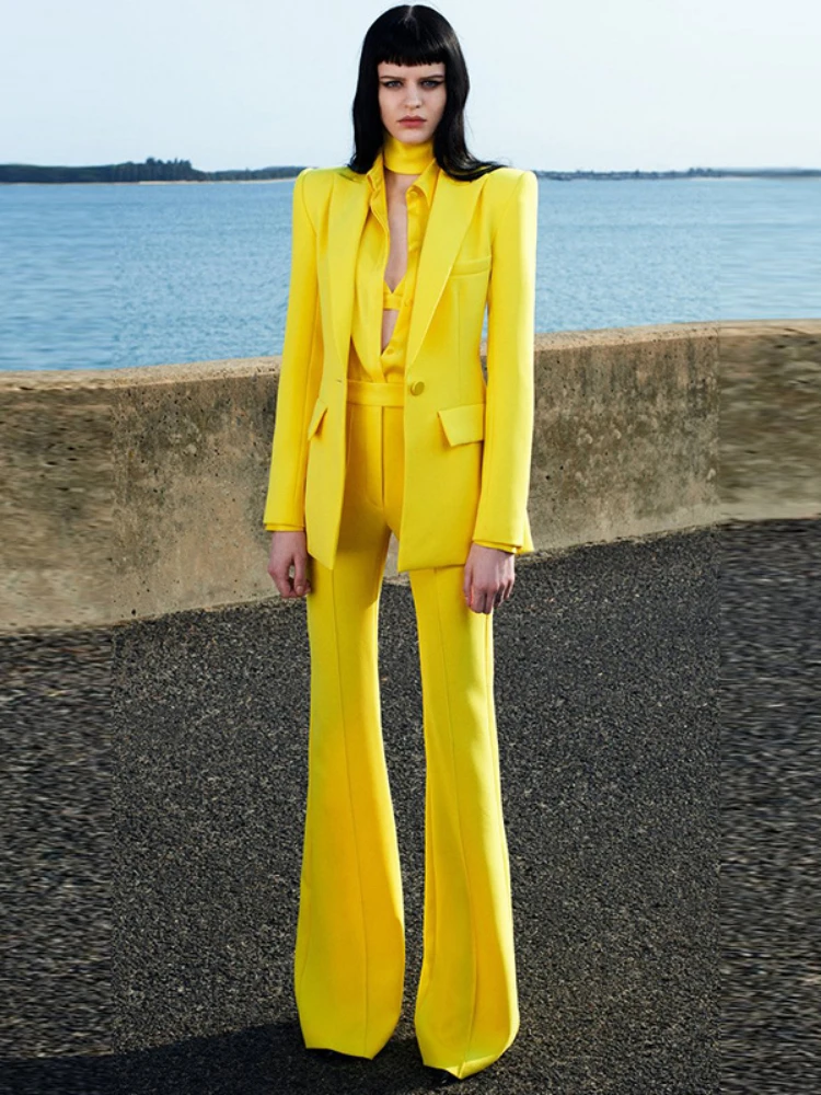 

Autumn Winter Blazer Set Women Pieces Pcs Long Sleeve Blazers and Pants Suit 2022 Office Lady Elegant Formal Business Outfits