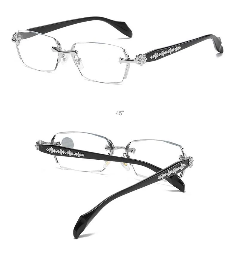 Neue Anti-Blaulicht-Progressivbrille mit rahmenlosem, kantenschneidendem Metall, hochauflösender Augenschutz-Lesebrille 2273 – Detail 10